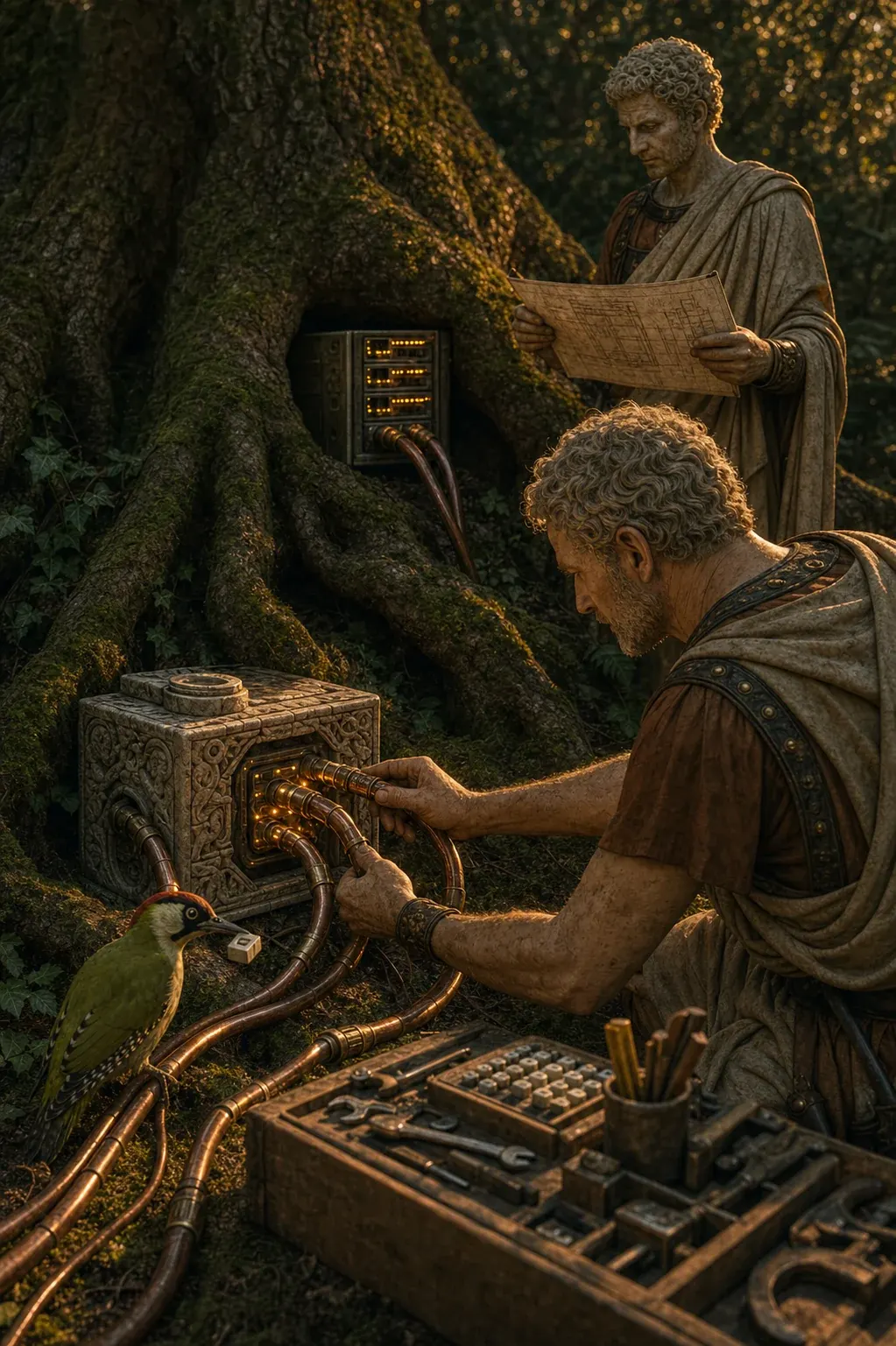 Handen die kabels aansluiten op een lokale servernode.
